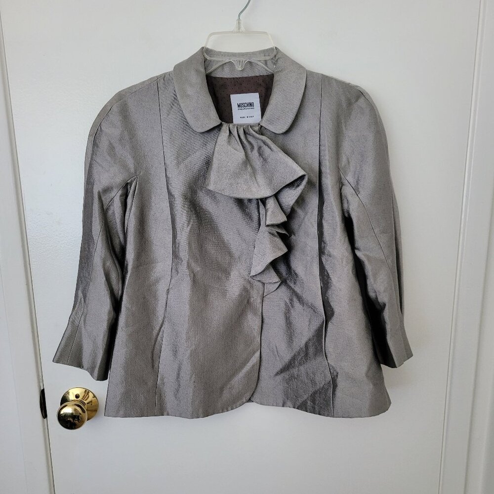 Moschino Cheap Chic Silk Wool Dupioni Gray Blazer